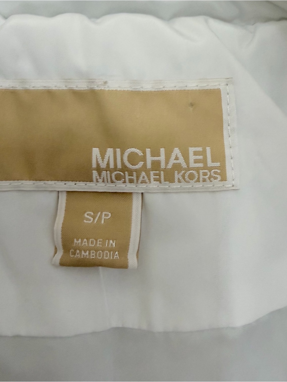 Michael Kors White Puffer Vest with Gold Accents - Picture 4 of 11